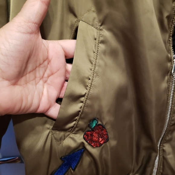 Zara Patchwork Utility Zipper Olive Jacket - S - Picture 5 of 11